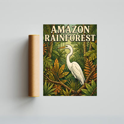 Amazon Rainforest Vintage Travel Poster - Serenity  Emerald