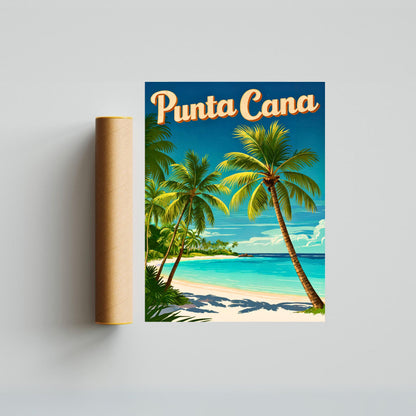 Punta Cana Vintage Travel Poster - Island Paradise in Dominican Republic
