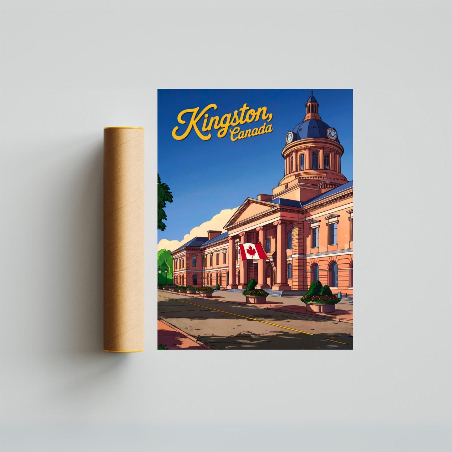 Kingston Vintage Travel Poster - Kingston City Hall