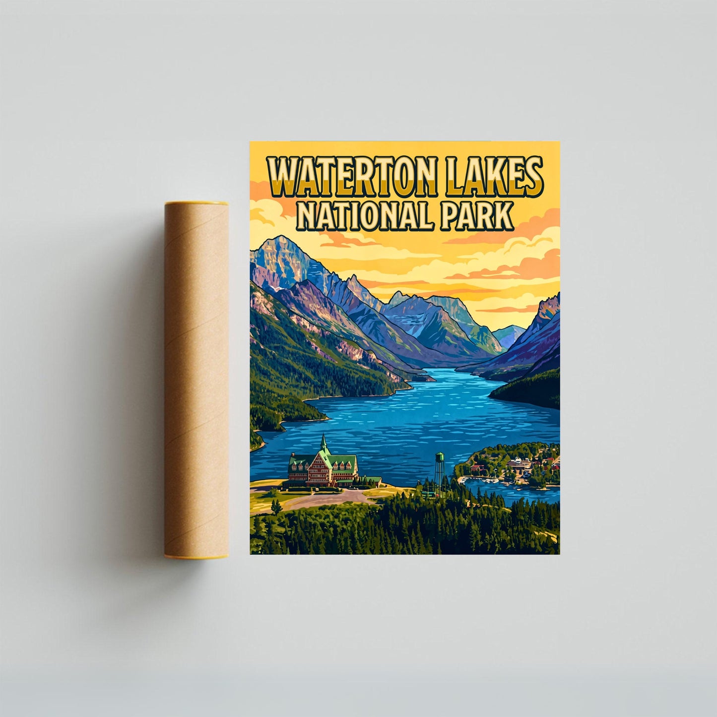 Waterton Lakes National Park Vintage Travel Poster- Spirit of Waterton