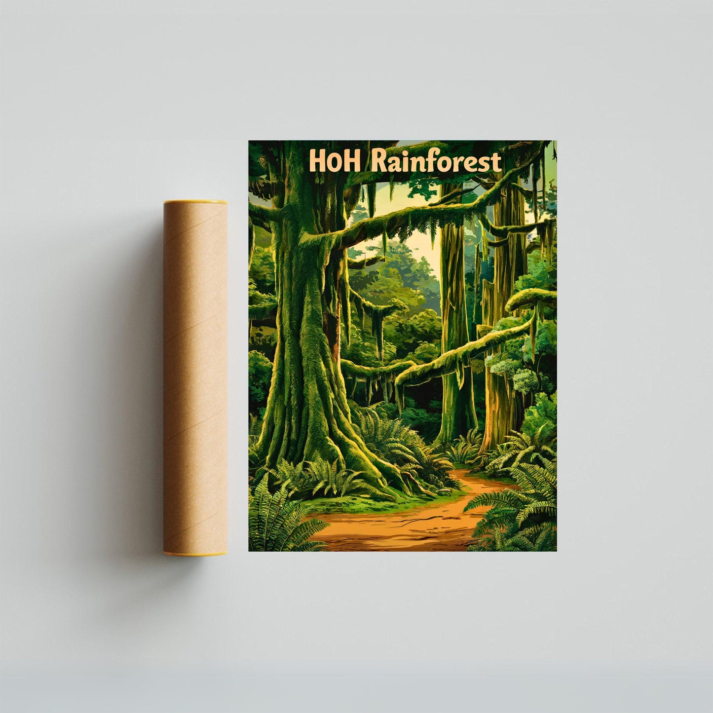Hoh Rainforest Vintage Travel Poster