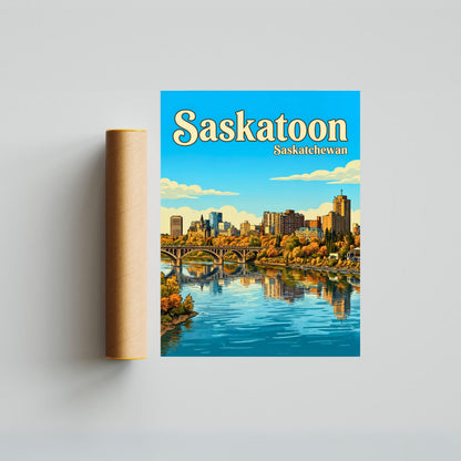 Saskatoon Vintage Travel Poster - Saskatchewan, Canada