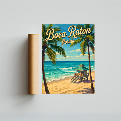 Boca Raton Vintage Travel Poster- Coastal Charm