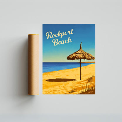 Rockport Beach Vintage Travel Poster  - Serene Beach