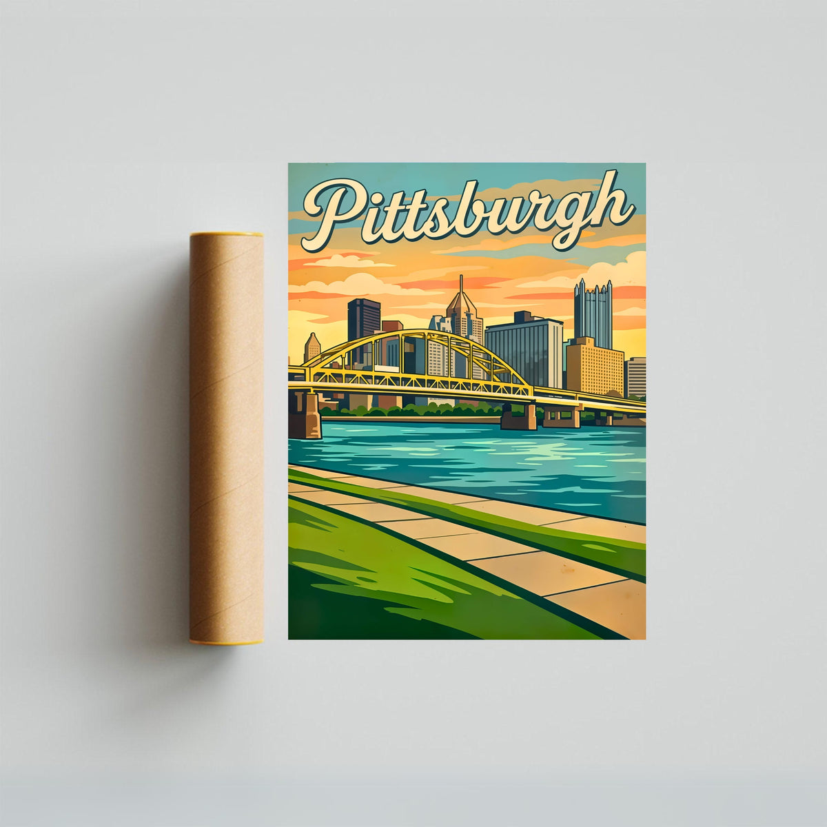 Pittsburgh Vintage Travel Poster- Landmark Bridge