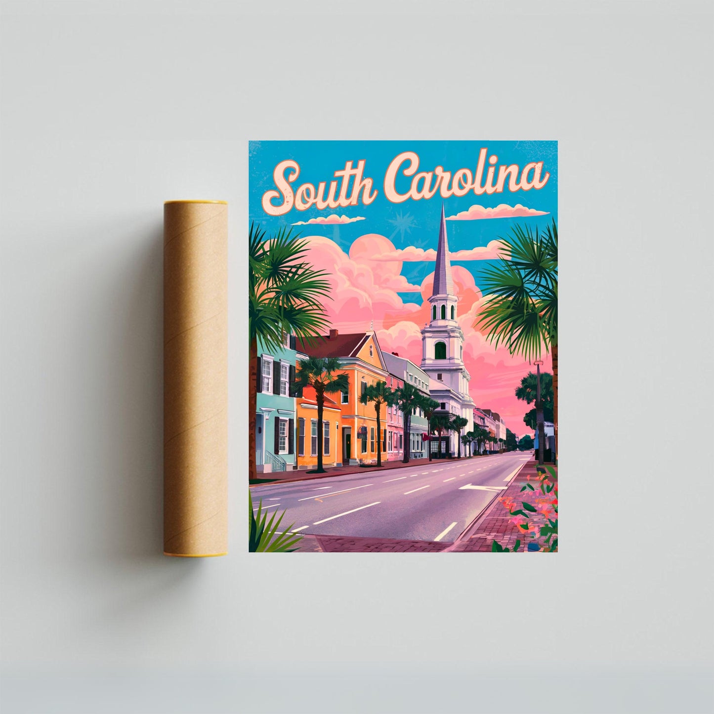 South Carolina Vintage Travel Poster  - Timeless Charleston