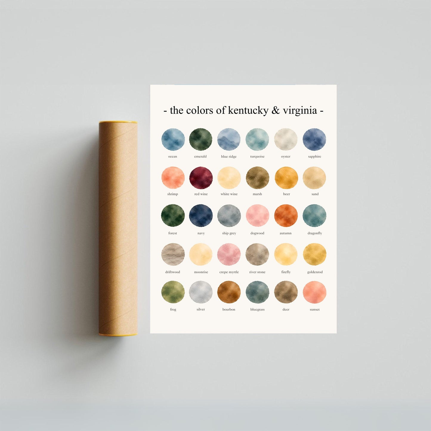 The Colors of  Kentucky & Virginia - Watercolor Print