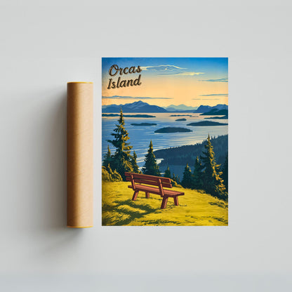 Orcas Island Vintage Travel Poster -  Home of the Whales