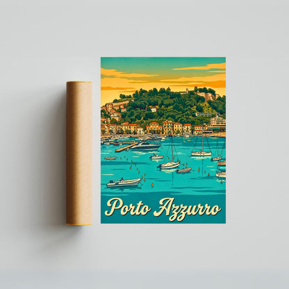 Porto Azzurro Vintage Travel Poster