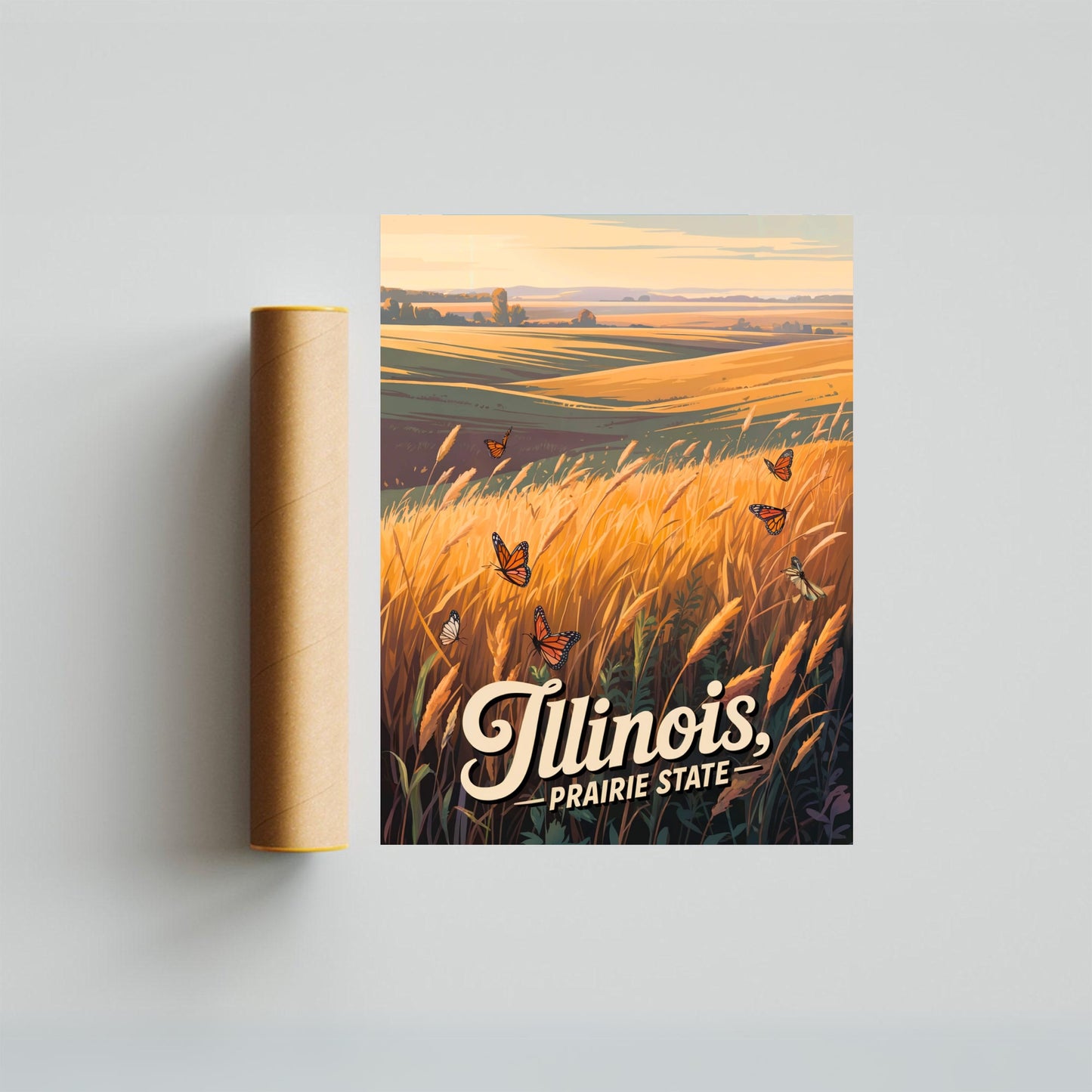 Illinois Vintage Travel Poster -  The Great Illinois Plains