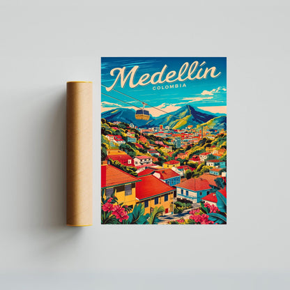 Medellín Vintage Travel Poster - The Stunning Landscape Spirit of Colombia