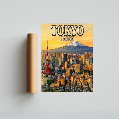 Tokyo Vintage Travel Poster - Breathtaking View of Japan City