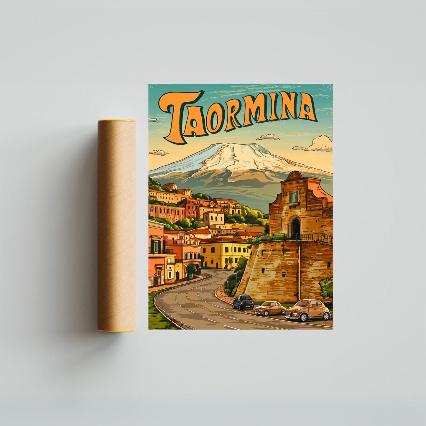 Taormina Vintage Travel Poster - City Street