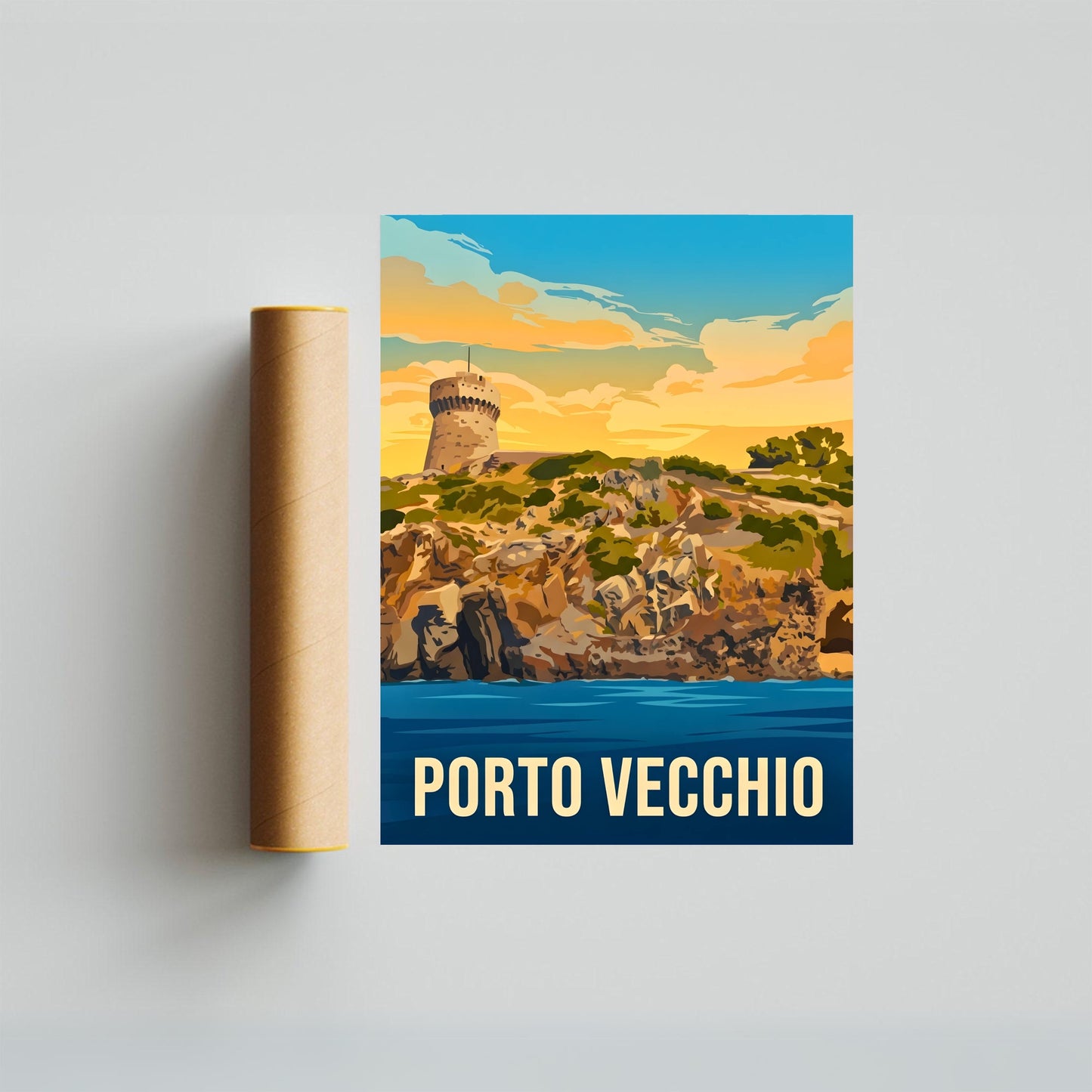 Porto Vecchio Vintage Travel Poster - Hidden Mediterranean Gem