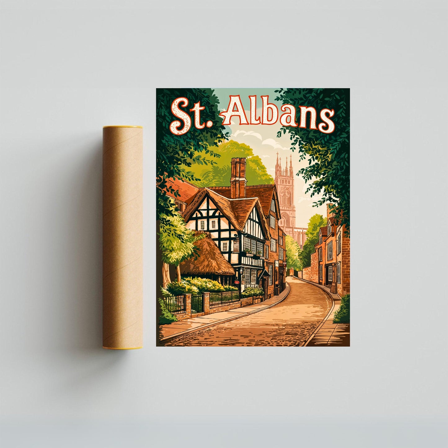 St. Albans Vintage Travel Poster