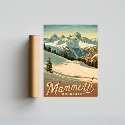 Mammoth Mountain Vintage Travel Poster - Majestic Mountain Views