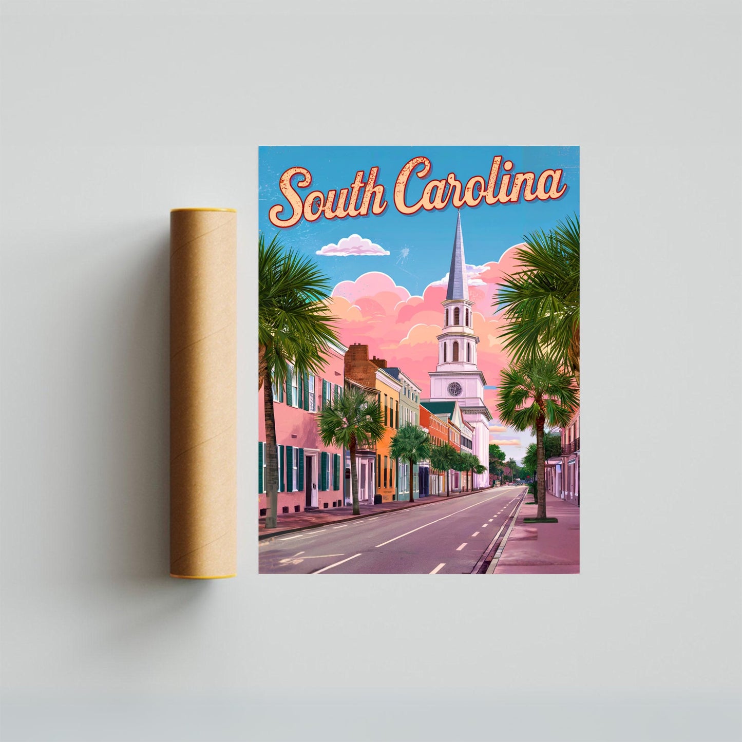 South Carolina Vintage Travel Poster  - Palmetto State Paradise