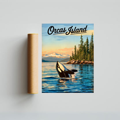 Orcas Island Vintage Travel Poster -  Wild Waters of the San Juans