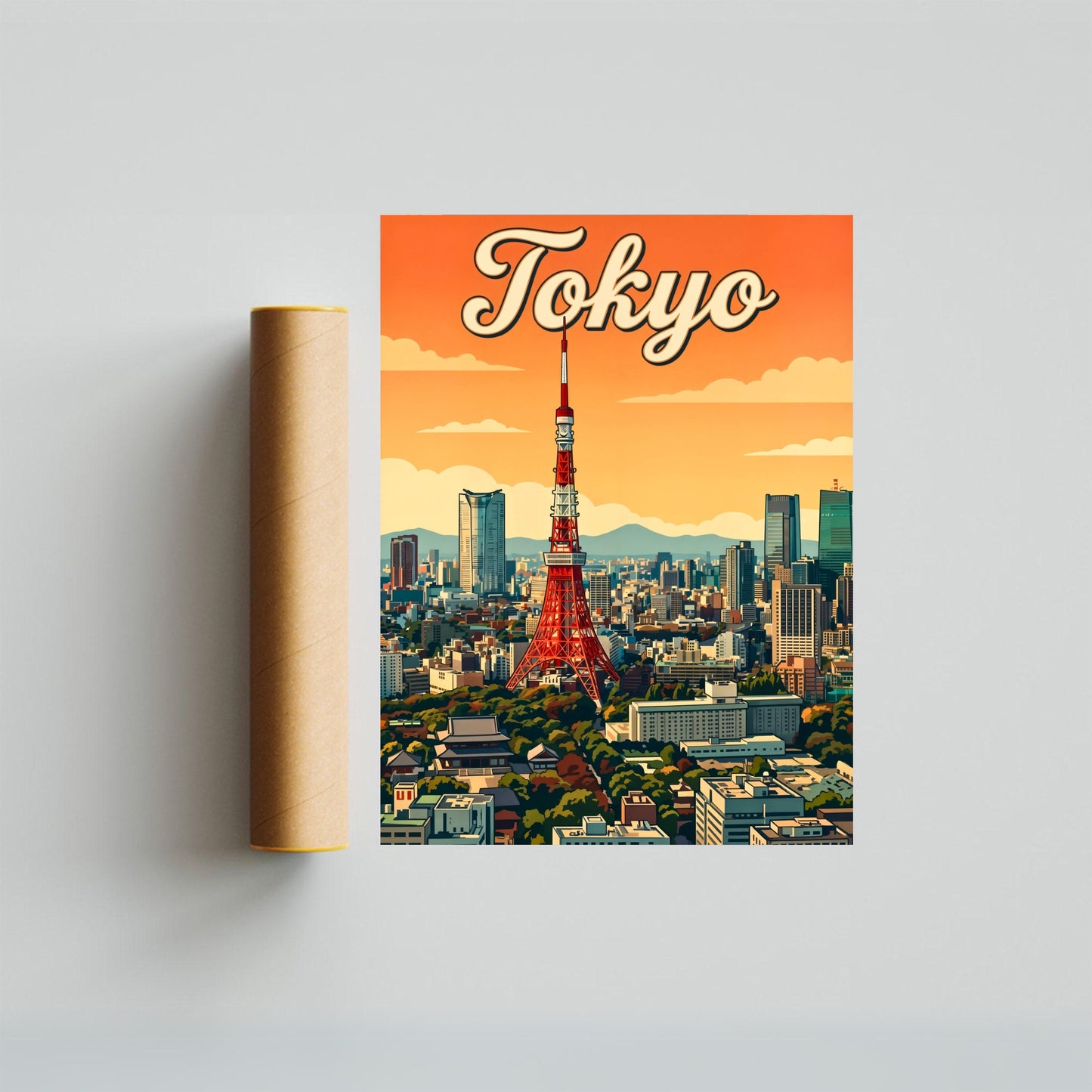Tokyo Vintage Travel Poster - After Sun Set
