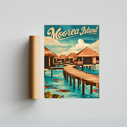 Moorea Island Vintage Travel Poster
