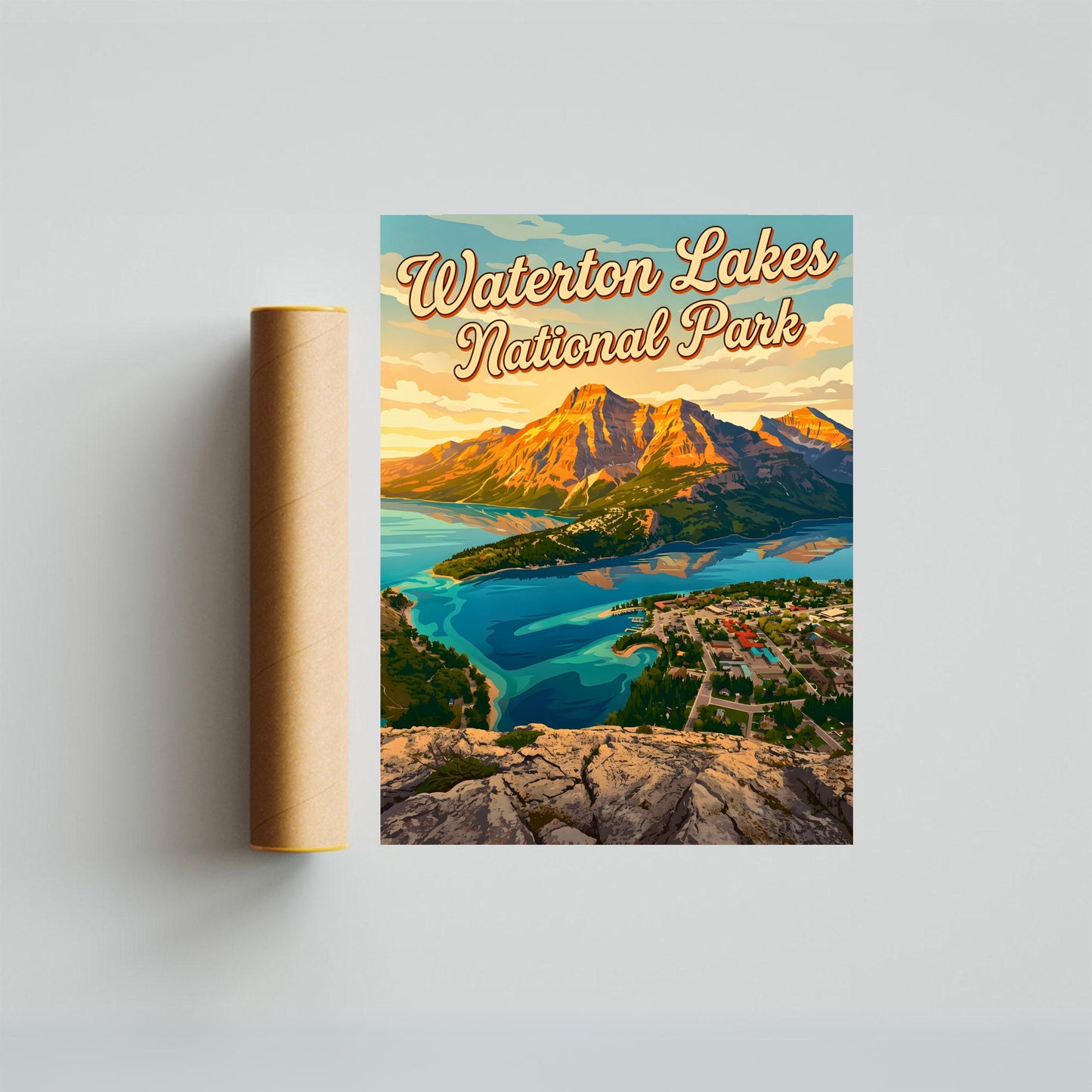 Waterton Lakes National Park Vintage Travel Poster