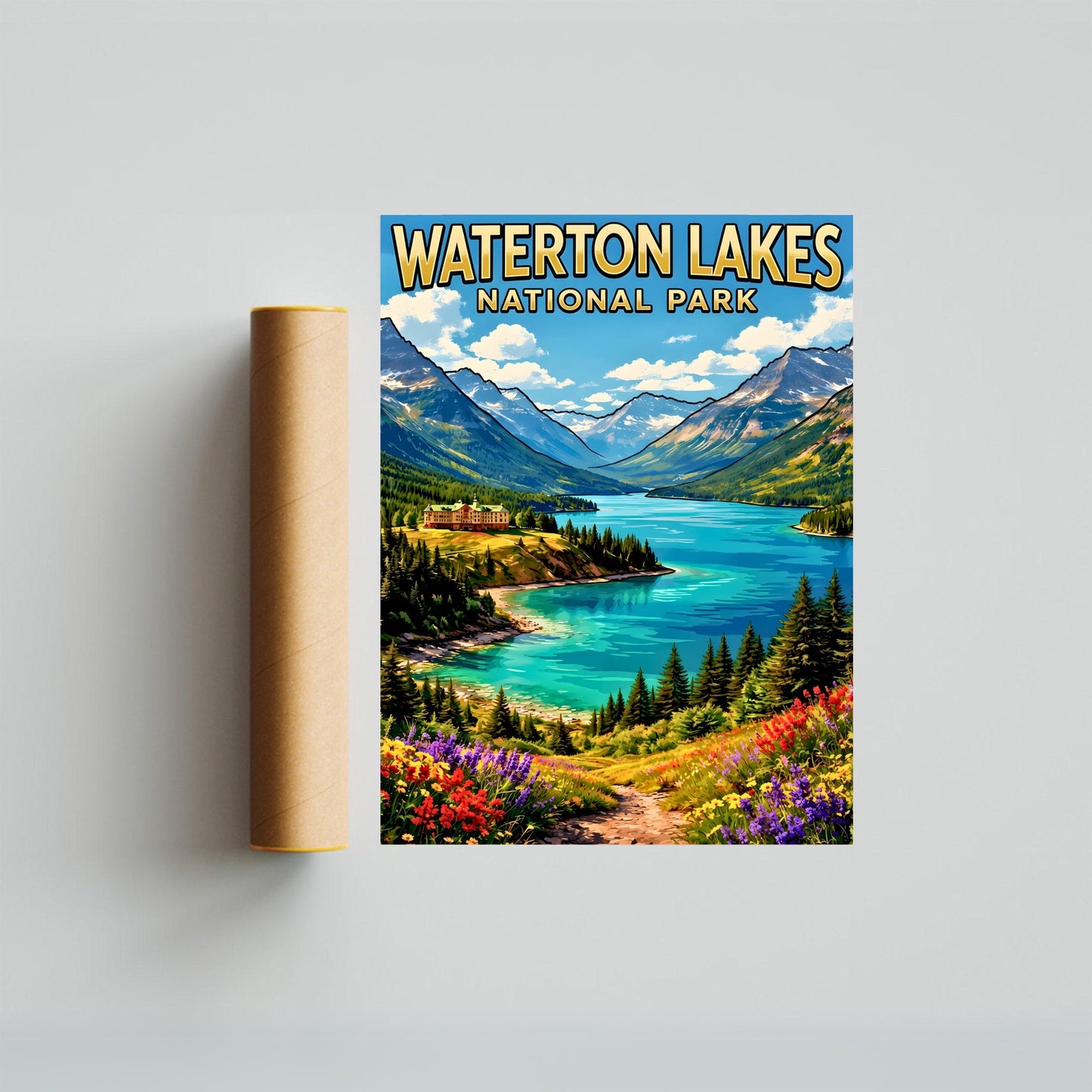 Waterton Lakes National Park Vintage Travel Poster - Light and Wind