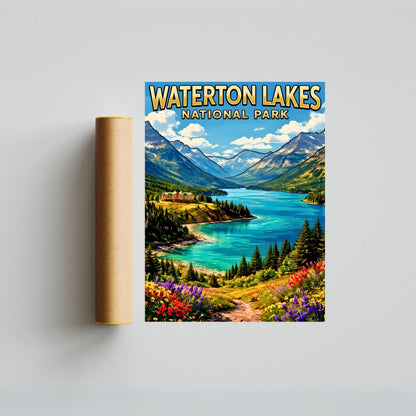 Waterton Lakes National Park Vintage Travel Poster - Light and Wind