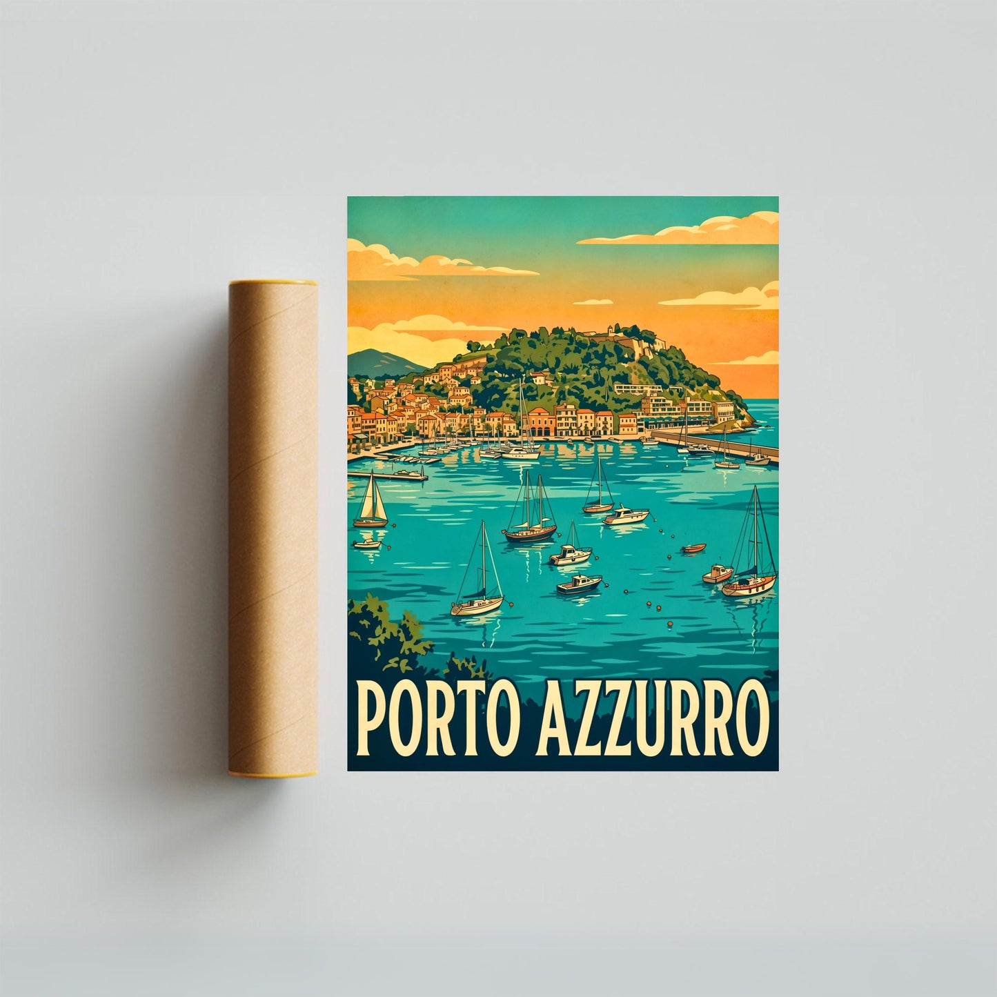 Porto Azzurro Vintage Travel Poster