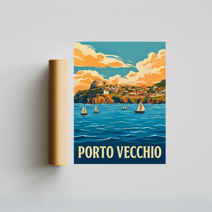 Porto Vecchio Vintage Travel Poster - The Heart of Capraia