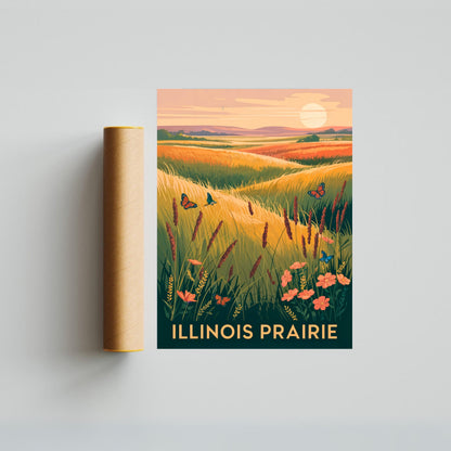 Illinois Vintage Travel Poster -  Prairie State