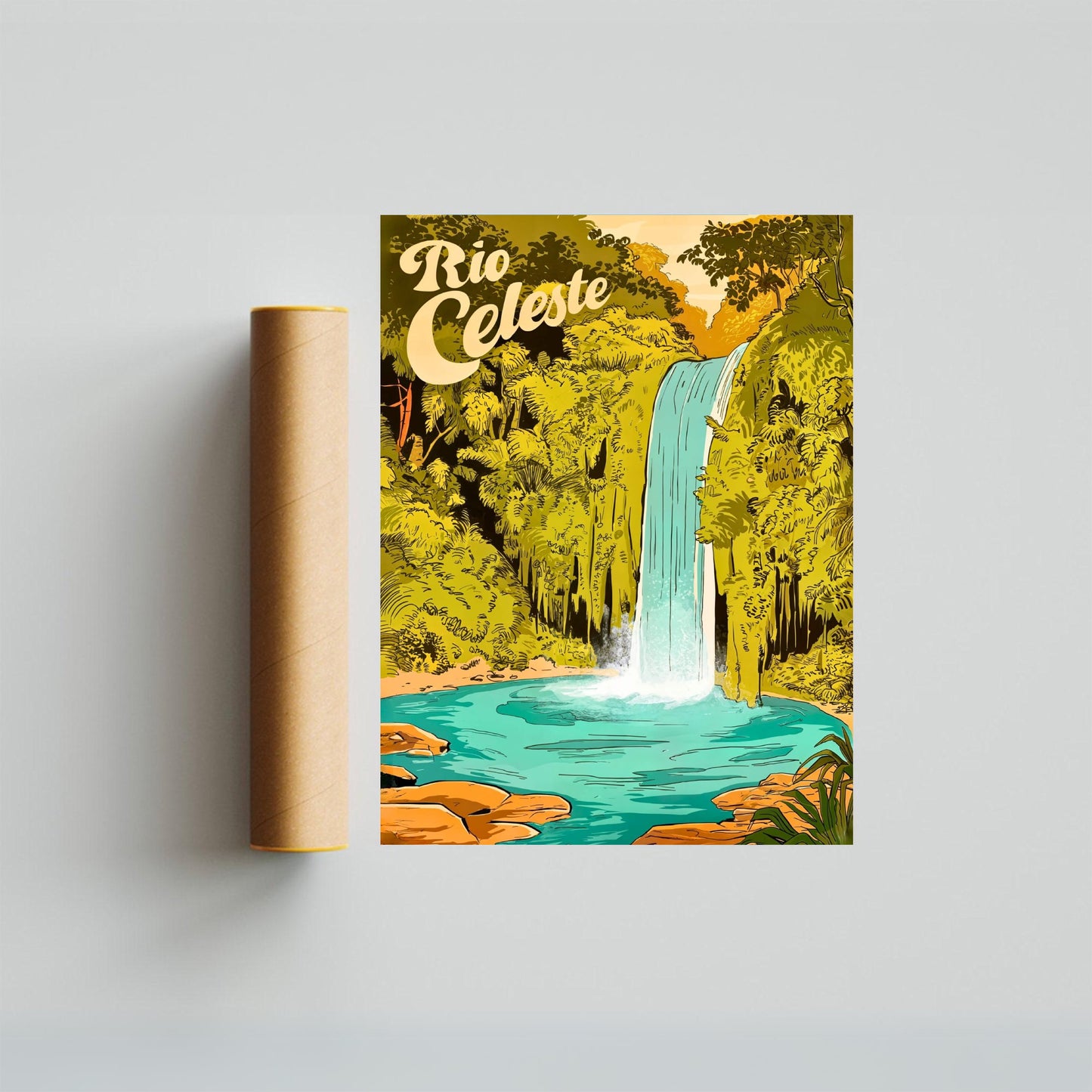 Rio Celeteste Vintage Travel Poster - Costa Rica