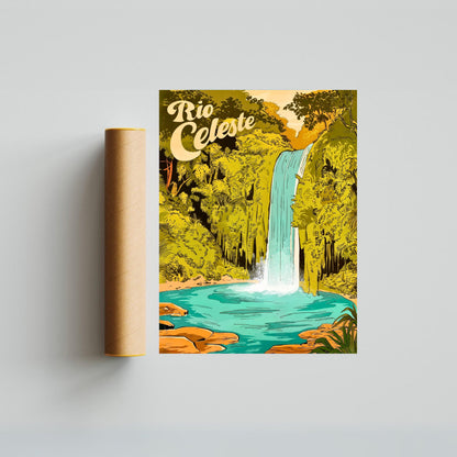 Rio Celeteste Vintage Travel Poster - Costa Rica