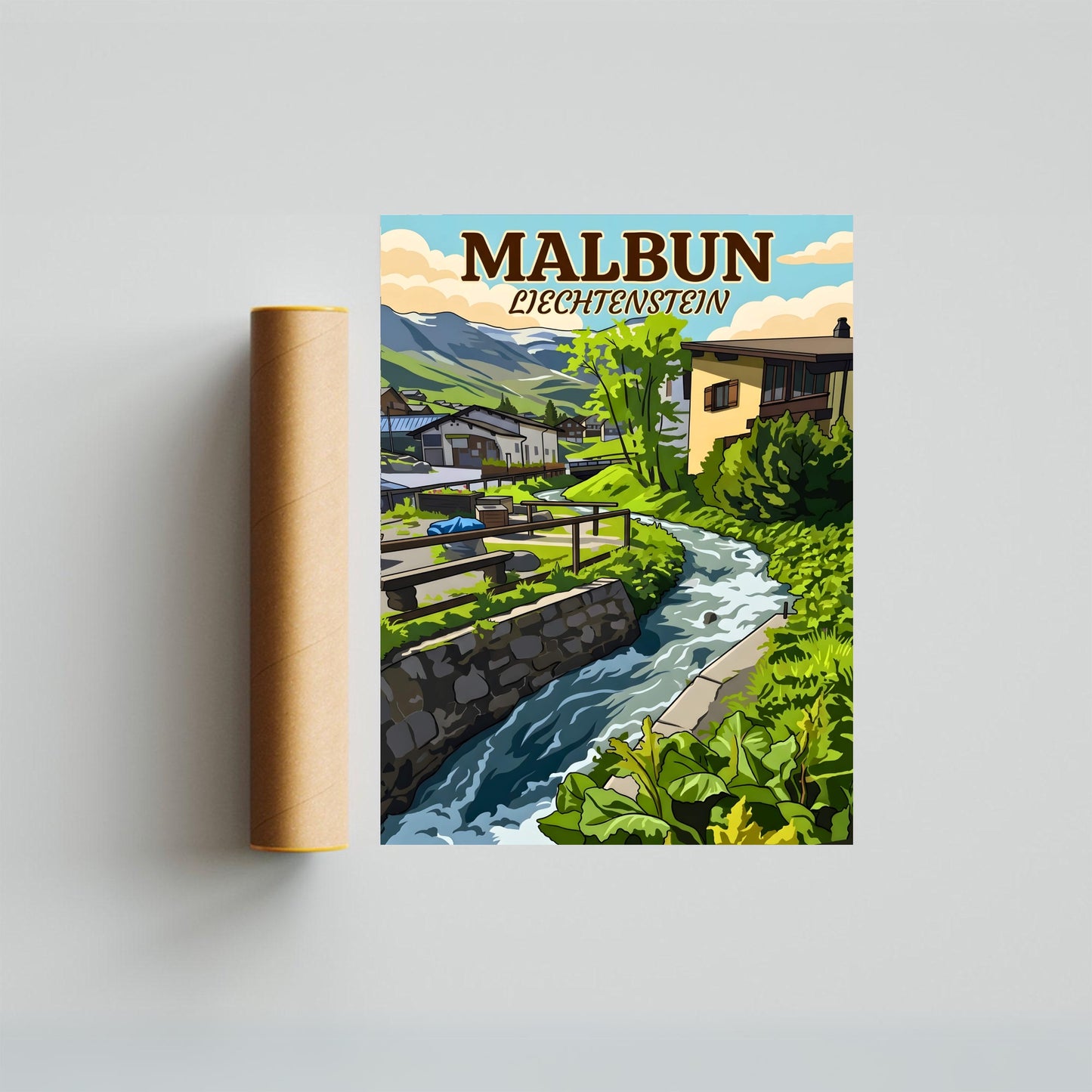 Malbun Vintage Travel Poster - Peaceful Living