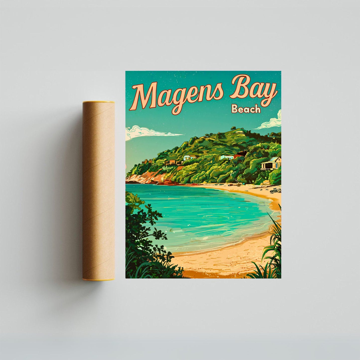 Magens Bay Beach Vintage Travel Poster