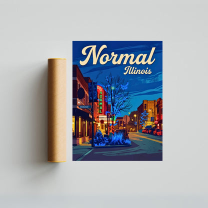 Normal, Illinois Vintage Travel Poster - Central Nights