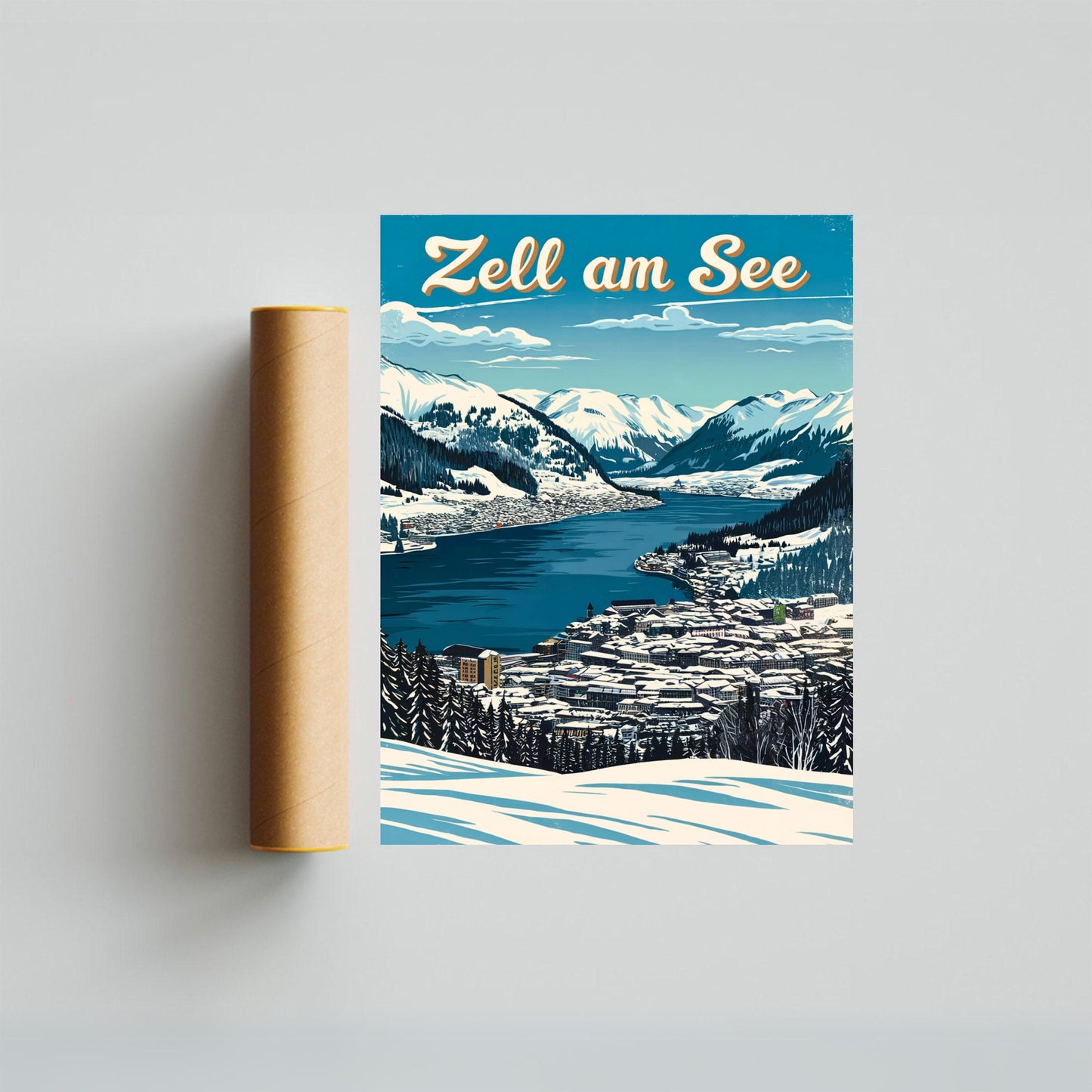 Zell am See Vintage Travel Poster - Jewel of the Alps