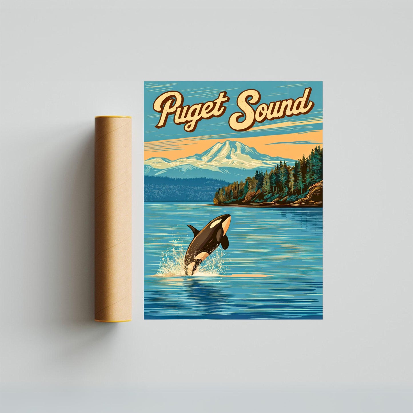 Puget Sound Vintage Travel Poster