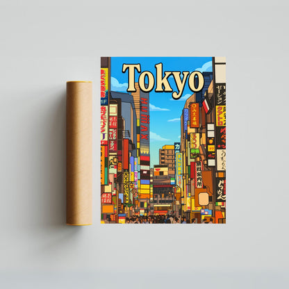 Tokyo Vintage Travel Poster - Neon Street