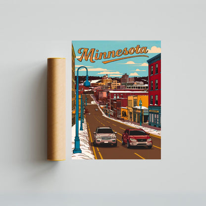 Minnesota Vintage Travel Poster - Duluth Downtown