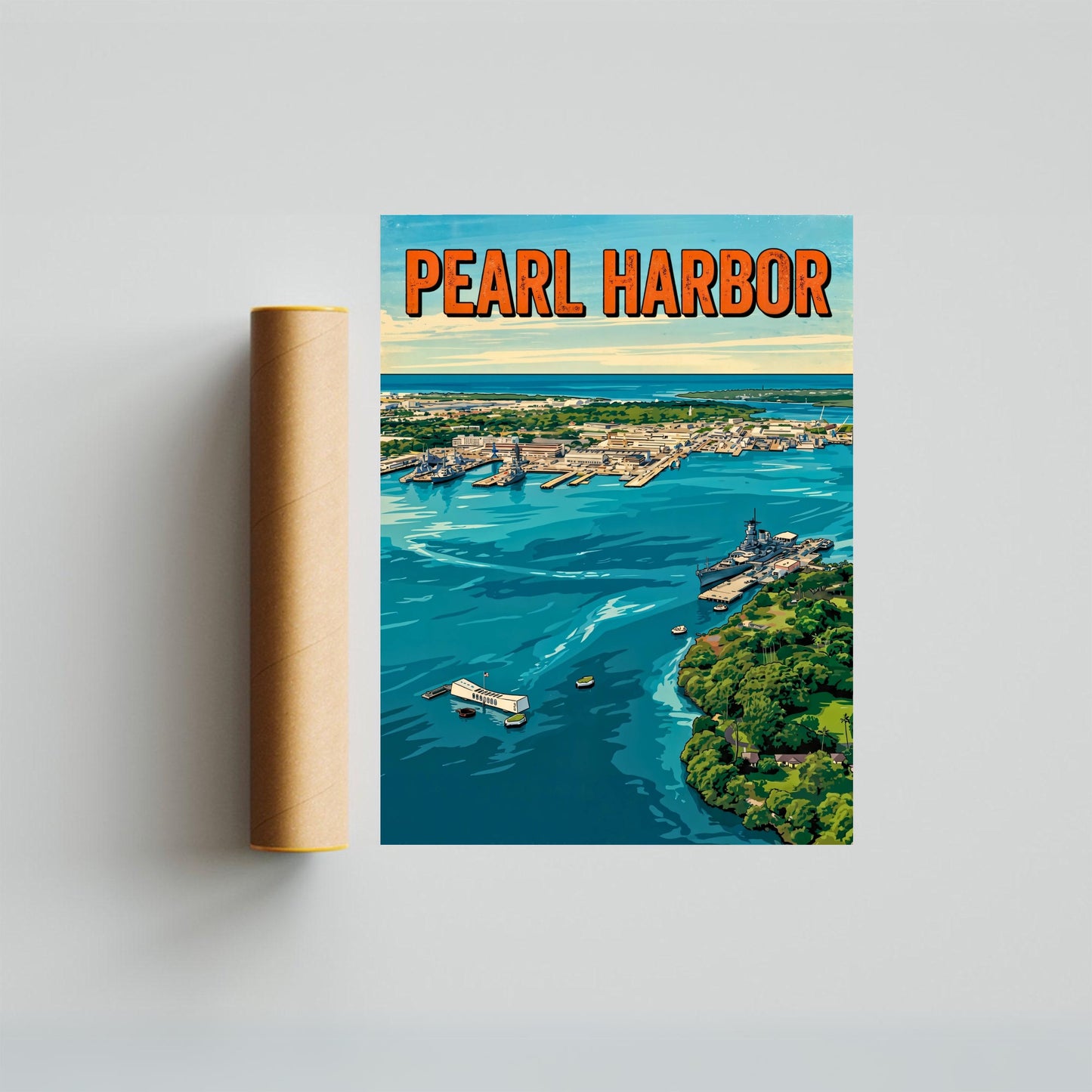 Pearl Harbor Vintage Travel Poster