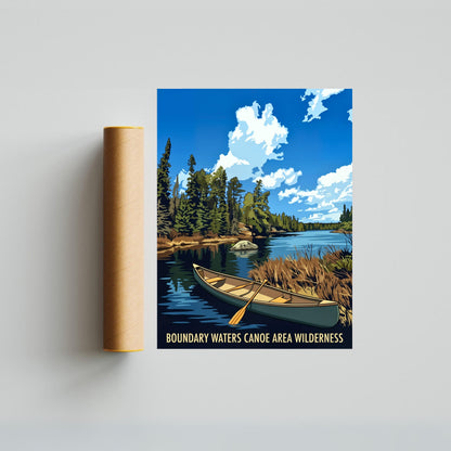 Boundary Waters Canoe Area Wilderness Vintage Travel Poster - Wild Lakes of Minnesota