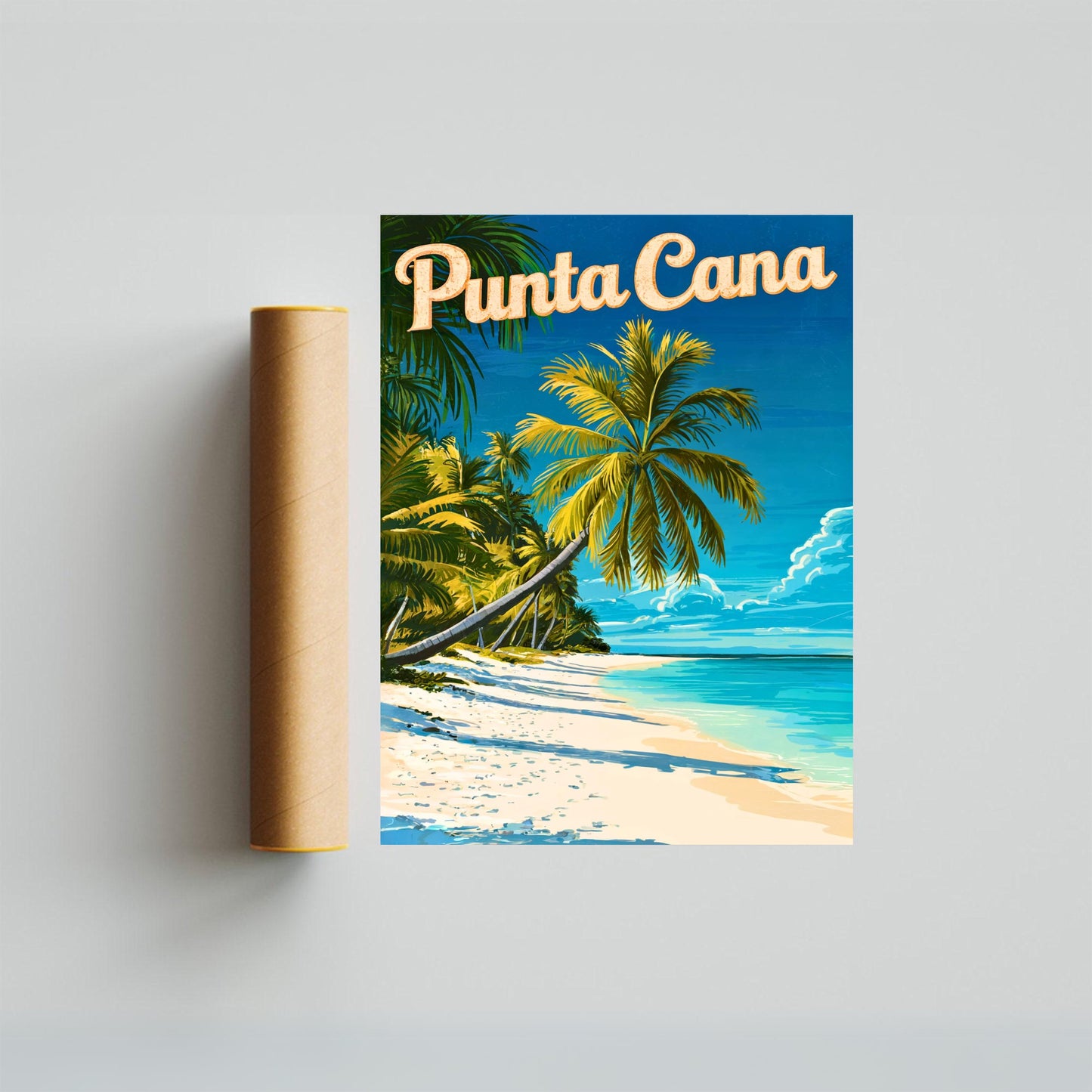 Punta Cana Vintage Travel Poster - Stunning Beach Shore