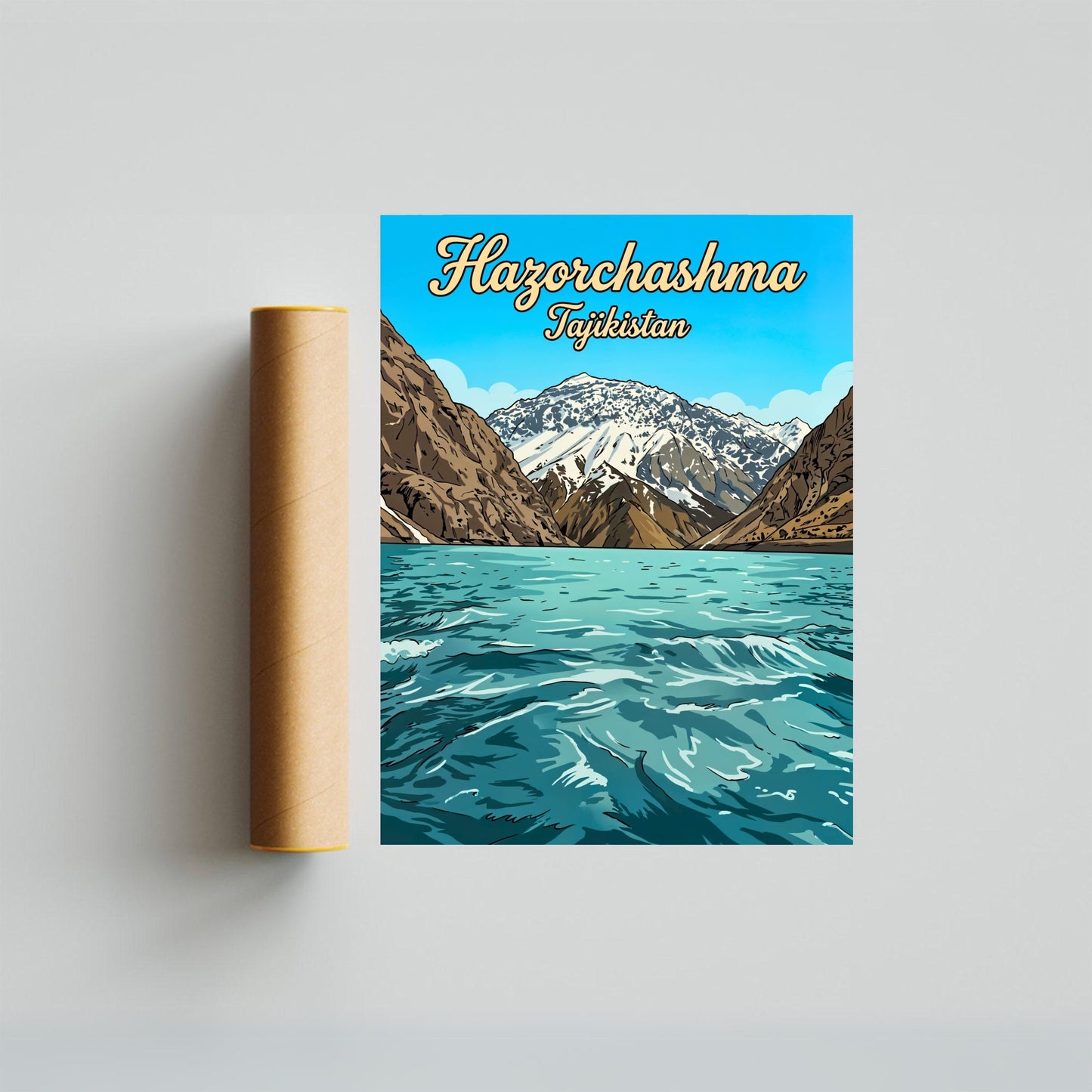 Hazorchashma Vintage Travel Poster -  Tajikistan
