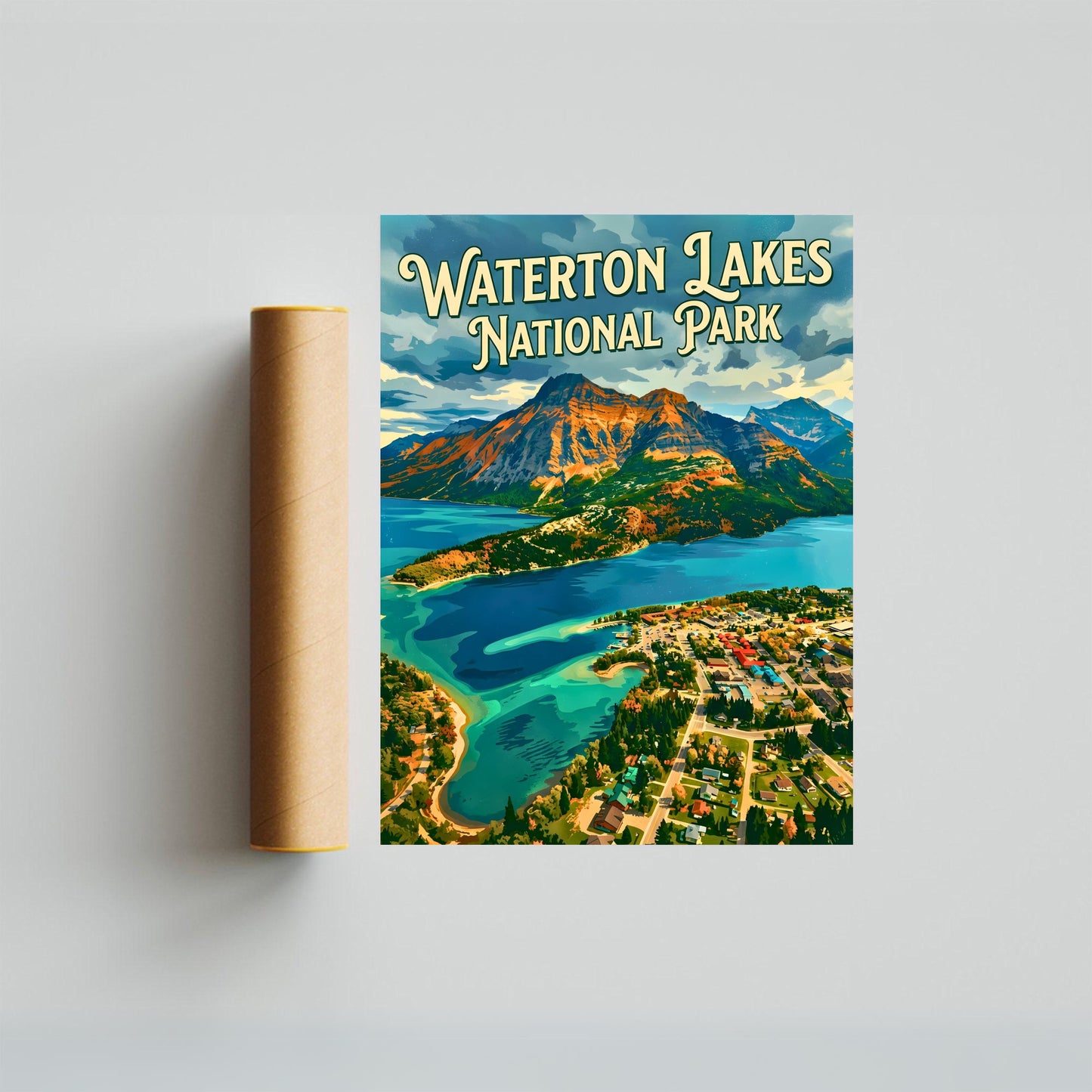 Waterton Lakes National Park Vintage Travel Poster - Crown of Southern Alberta
