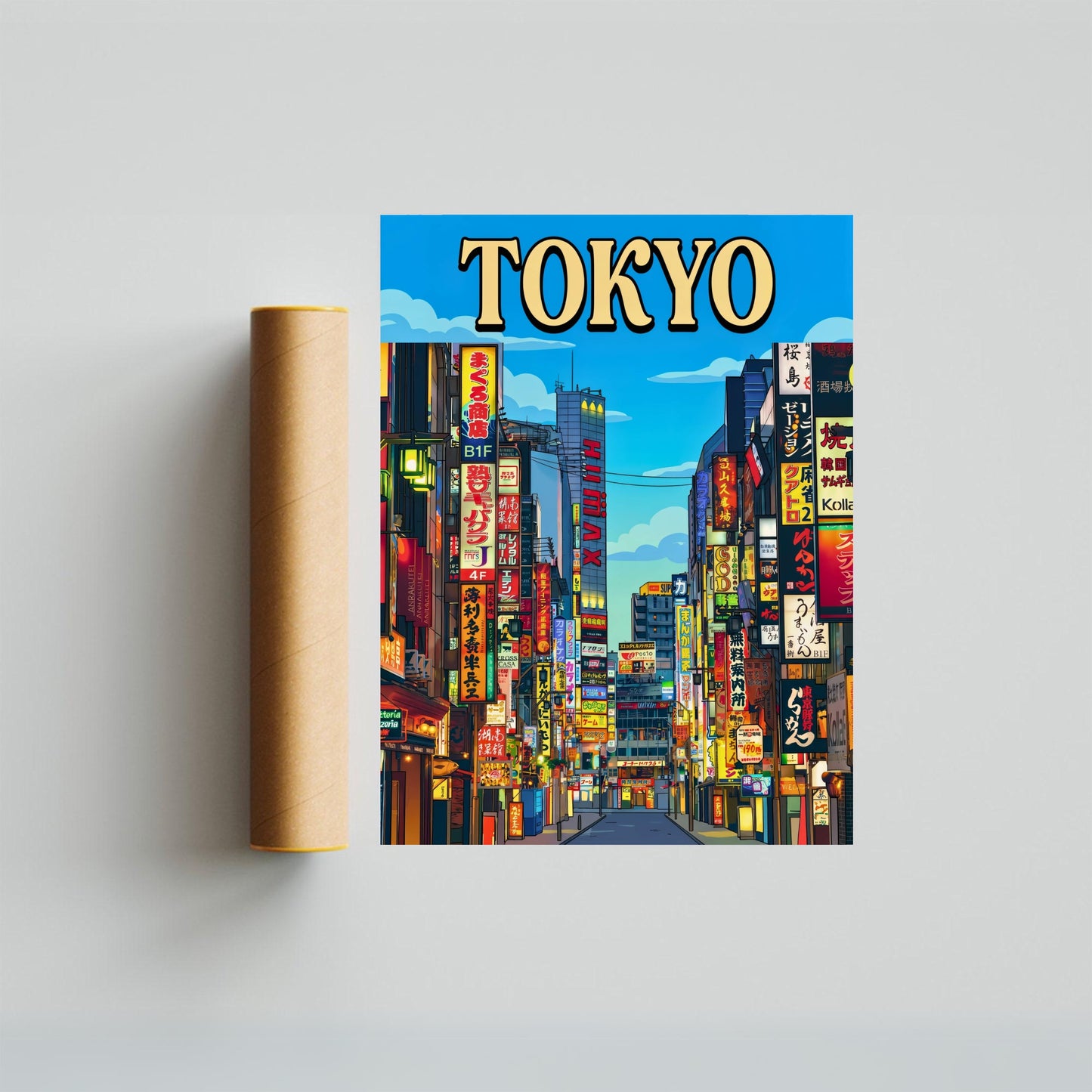 Tokyo Vintage Travel Poster - Before Dark Street View