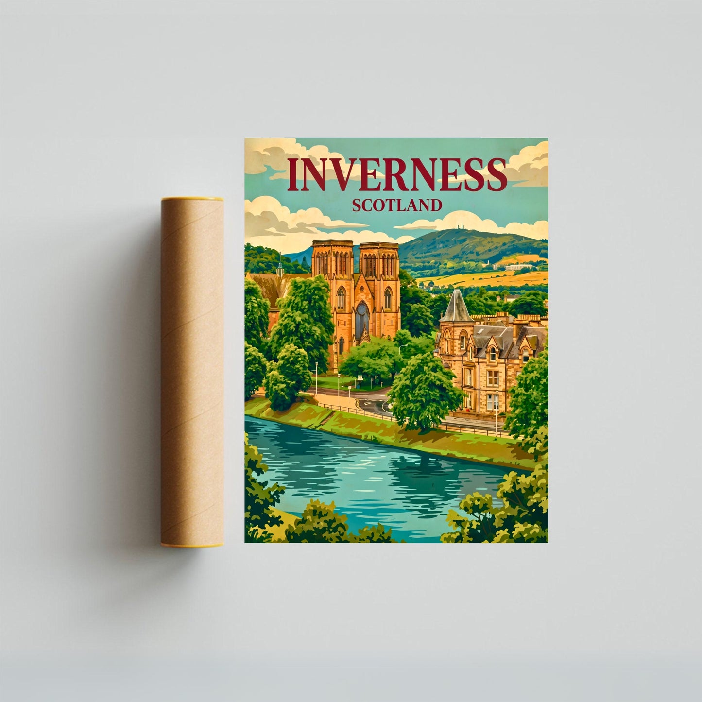 Inverness Vintage Travel Poster - Riverfront Charm