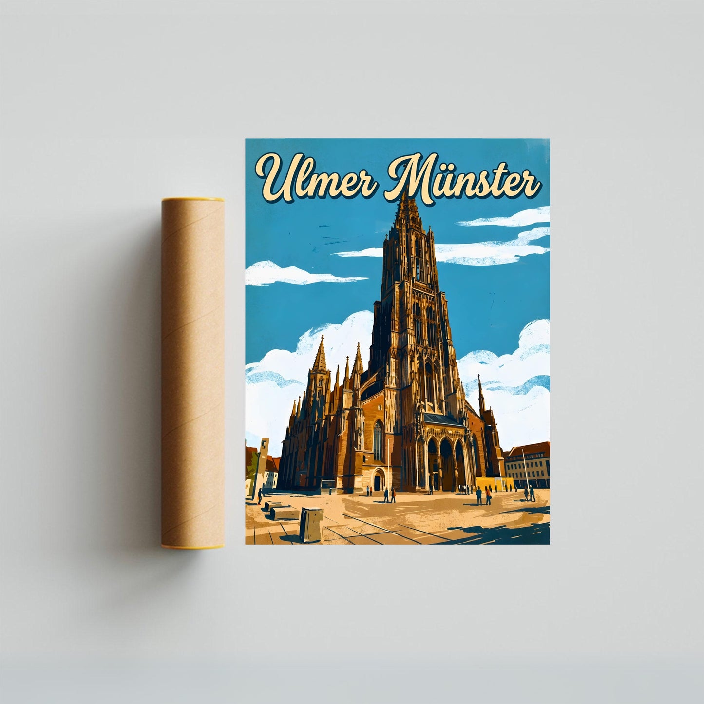 Ulmer Münster Vintage Travel Poster