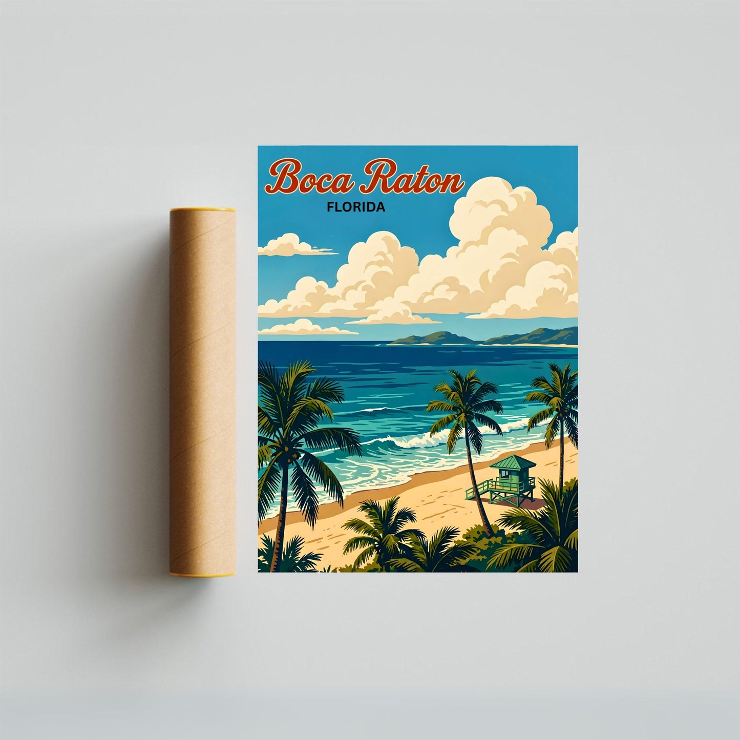 Boca Raton Vintage Travel Poster - Oceanfront Paradise