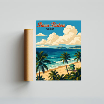 Boca Raton Vintage Travel Poster - Oceanfront Paradise