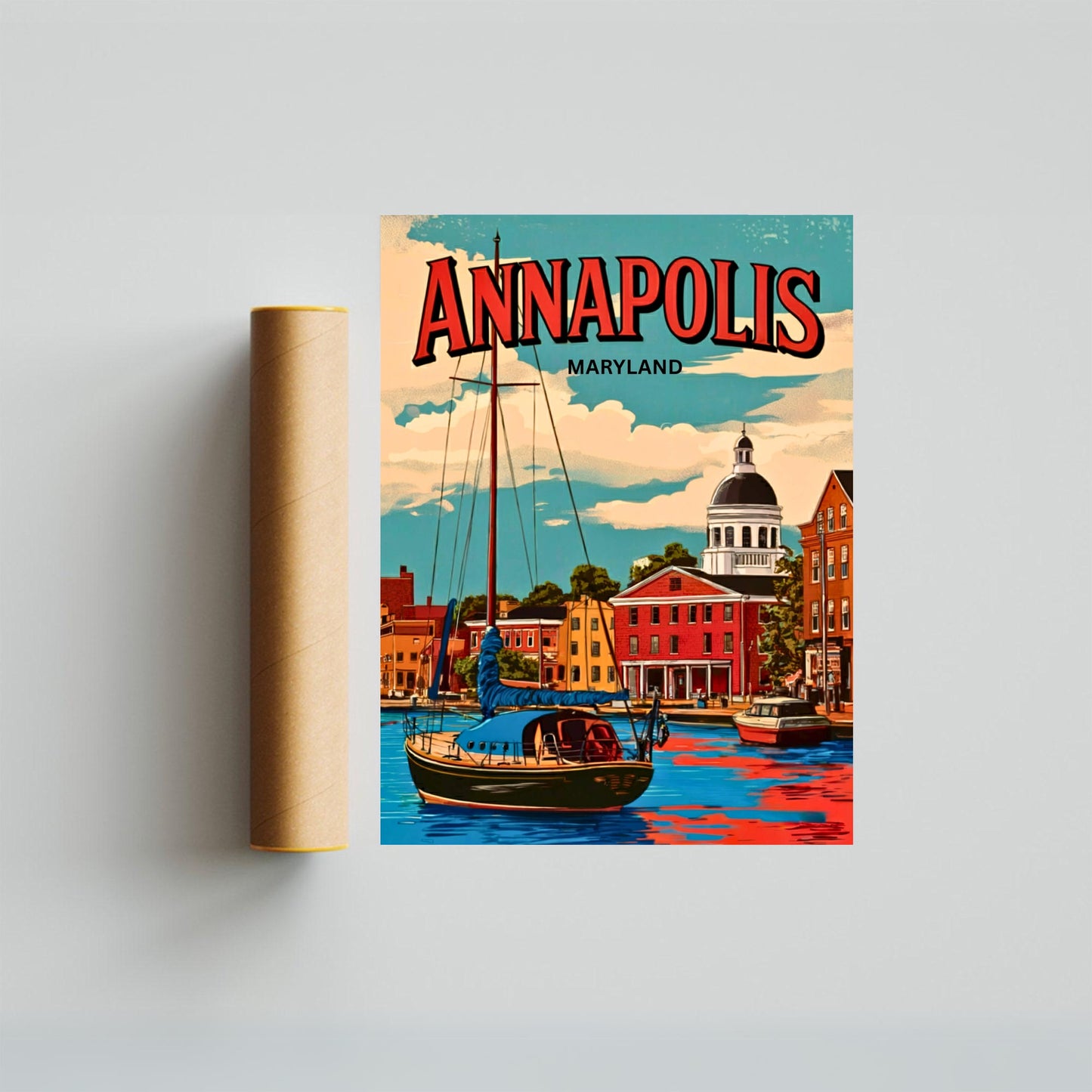 Annapolis, Maryland Vintage Travel Poster - Captivating Historical Harbor